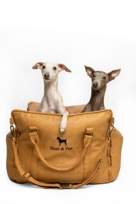 NOAH & PAW Small Dog Car Seat Carrier with 1x Harness Strap 2x Mounting Straps, Washable Materials, Vegan Leather