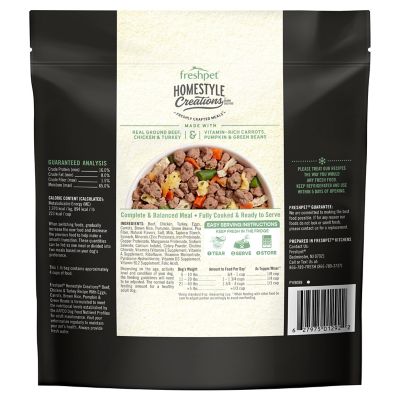Image showing  Homestyle Creations Adult Beef, Chicken and Turkey Recipe with Brown Rice and Veggies Fresh Dog Food, 1 lb.