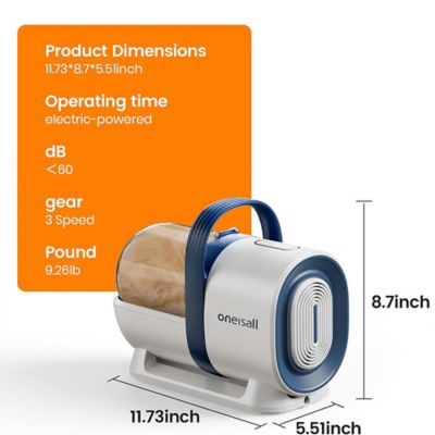 Image showing 7 th Oneisall LM2 Dog Grooming Kit - Vacuum with Clipper & Nail Grinder, 7 Tools, 1.5L Dust Cup for Shedding Pet Hair