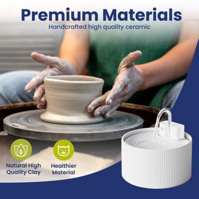 Image showing 7 th PawsPik CeramiFlow Ceramic Battery-Operated Faucet Dog & Cat Water Fountain, 9-cup