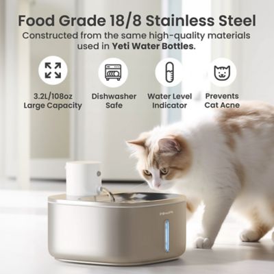 Image showing  BOSS-01 Stainless Steel Rechargeable Battery Operated Cat & Small Dog Water Fountain, 108.2 oz.
