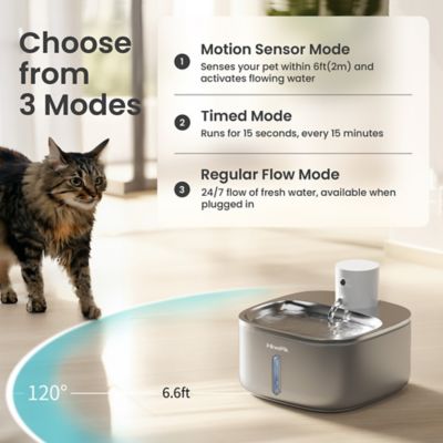 Image showing  BOSS-01 Stainless Steel Rechargeable Battery Operated Cat & Small Dog Water Fountain, 108.2 oz.