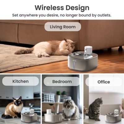 Image showing 7 th PawsPik BOSS-01 Stainless Steel Rechargeable Battery Operated Cat & Small Dog Water Fountain, 108.2 oz.