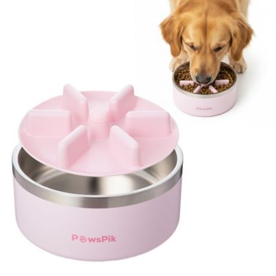 PawsPik Stainless Steel Slow-Feed Puzzle Dog Bowl, 64 oz.