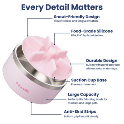 Image showing 5 th PawsPik Stainless Steel Slow-Feed Puzzle Dog Bowl, 64 oz.