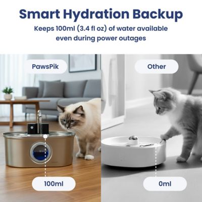 Image showing 6 th PawsPik Stainless Steel Battery - Operated Oval Dog & Cat Water Fountain, 3.2 L