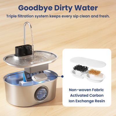 Image showing 7 th PawsPik Stainless Steel Battery - Operated Oval Dog & Cat Water Fountain, 3.2 L