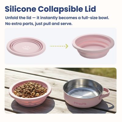 Image showing  2-in-1 Stainless Steel and Silicone Pet Travel Bowl