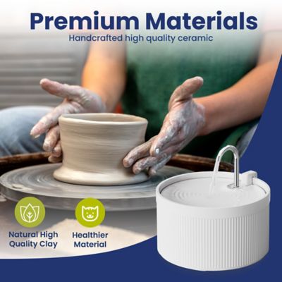 Image showing 7 th PawsPik Ceramic Serenity Faucet Dog & Cat Water Fountain, 9-cup