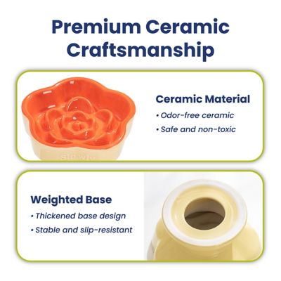 Image showing 7 th PawsPik Raised Ceramic Slow Feeder Dog & Cat Food Bowl