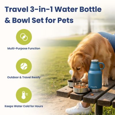 Image showing  Travel 3-in-1 Water Bottle & Bowl Set for Pets