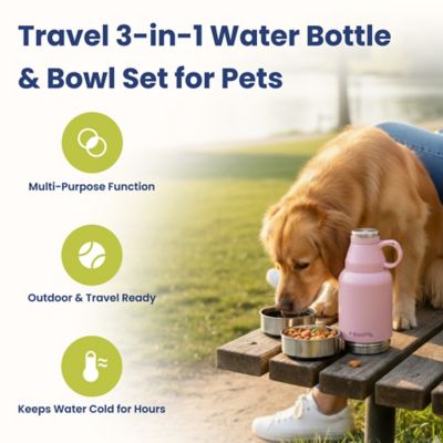 Image showing 1 th PawsPik Travel 3-in-1 Water Bottle & Bowl Set for Pets
