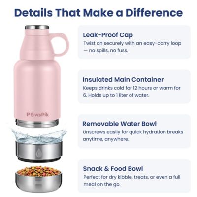 Image showing 3 th PawsPik Travel 3-in-1 Water Bottle & Bowl Set for Pets
