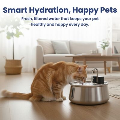 Image showing 8 th PawsPik Stainless Steel Battery-Operated Circular Dog & Cat Water Fountain, 4L