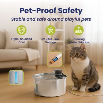 Image showing  PureFlow MAX Stainless Steel Curve Cat and Small Dog Water Fountain, 3.2 L