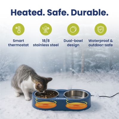 Image showing  Heated 18/8 Stainless Steel Outdoor Cat Bowl