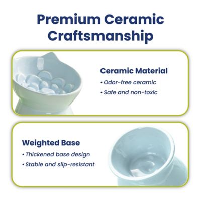 Image showing 7 th PawsPik Lynx Ceramic Raised Slow Food Bowl