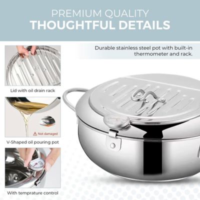 Image showing 5 th Alpha Living 11 in. Stainless Steel Deep Fryer Pot