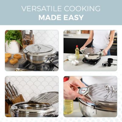 Image showing 6 th Alpha Living 11 in. Stainless Steel Deep Fryer Pot