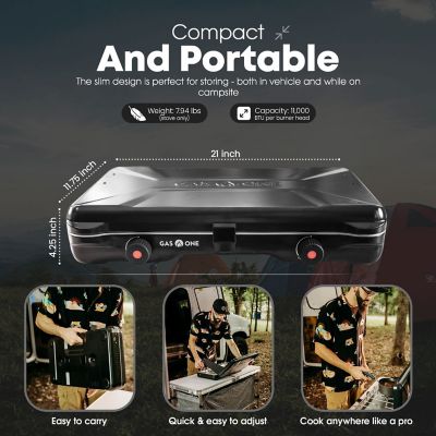 Image showing  Portable Propane Double Camp Stove with Auto Turn Ignition