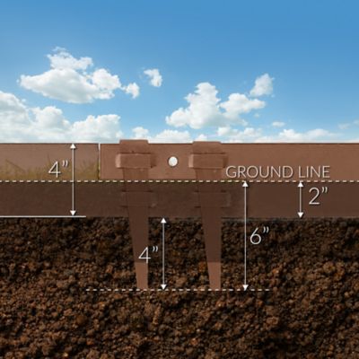 Image showing  8 ft. x 4 in. Textured Brown Steel Landscape Edging with Stakes