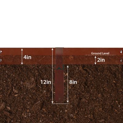 Image showing  12 in. Textured Brown Steel Splicing Edging Stake