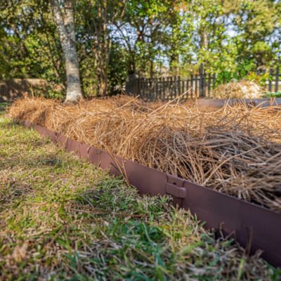 Image showing  4 ft. x 4 in. Textured Brown Steel Landscape Edging with Stakes