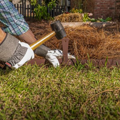 Image showing 7 th IronRidge 4 ft. x 4 in. Textured Brown Steel Landscape Edging with Stakes