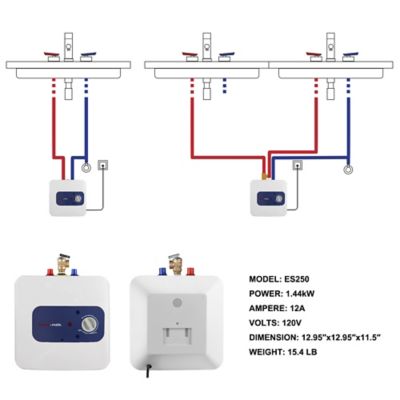 Image showing  2.5-Gallon Mini Tank Electric Water Heater, 120V, Under Sink, Instant Hot Water