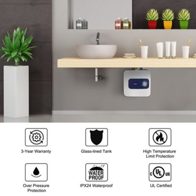 Image showing  2.5-Gallon Mini Tank Electric Water Heater, 120V, Under Sink, Instant Hot Water