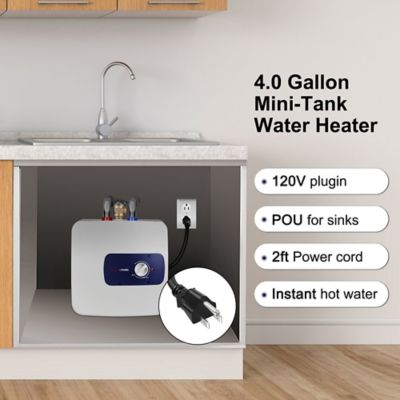 Image showing  4-Gallon Mini Tank Electric Water Heater, 120V, 1440 W, Point of Use, Instant Hot Water