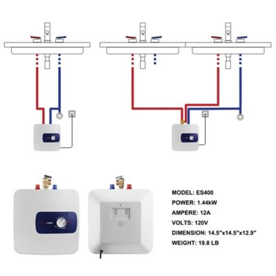 Image showing  4-Gallon Mini Tank Electric Water Heater, 120V, 1440 W, Point of Use, Instant Hot Water