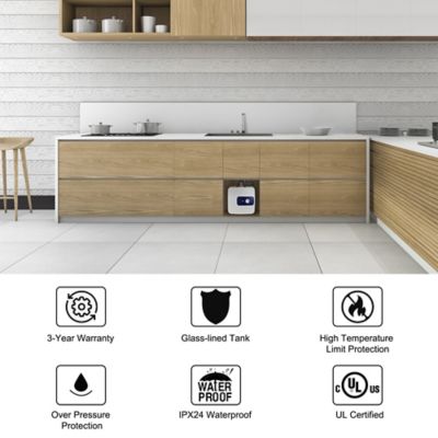 Image showing  4-Gallon Mini Tank Electric Water Heater, 120V, 1440 W, Point of Use, Instant Hot Water