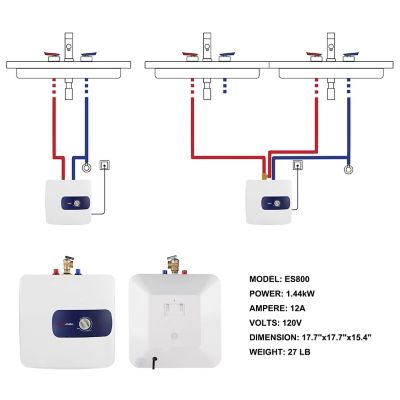 Image showing  8 gal. Mini Tank Electric Water Heater, 120V, 1440W, Under Sink, Instant Hot Water