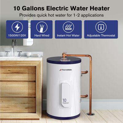 Image showing  10 gal. Point-of-Use Electric Water Heater, 120V Hardwired, 1500W, Instant Hot Water