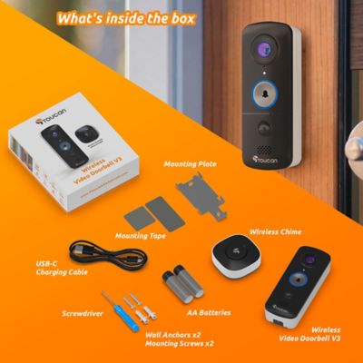 Image showing 9 th Toucan S4 Wireless 2K Security Camera with V3 Wireless 1080p Video Doorbell & Chime - No Monthly Fee Required