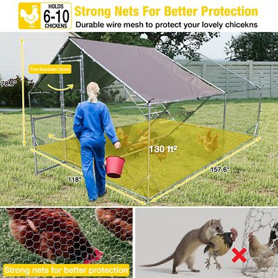 Image showing  Extra Large Metal Chicken Run for Chickens, Ducks, Rabbits, and Small Animals