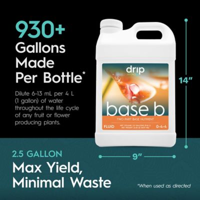 Image showing  2.5 Gallon (9.46L) Base B Two-Part Nutrient Solution Liquid Plant Fertilizer Fruiting & Flowering Plants 0-4-4 1-Pack
