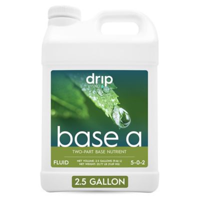 Drip Hydro 2.5 Gallon (9.46L) Base A Two-Part Nutrient Solution Liquid Plant Fertilizer Fruiting & Flowering Plants 4-0-2 1-Pack