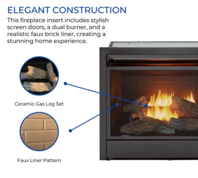 Image showing  Natural Gas Ventless Gas Fireplace Insert - 26,000 BTU, T-Stat Control - Model# FNF300T