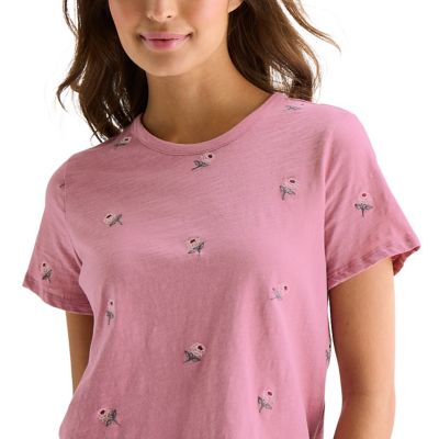 Image showing 2 th Lucky Brand Rose Embroidered Tee