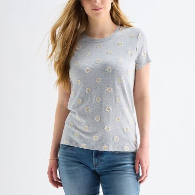 Lucky Brand Daisy Embroidered Tee