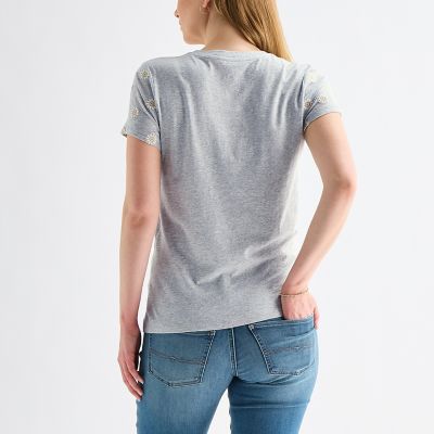 Image showing 1 th Lucky Brand Daisy Embroidered Tee