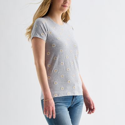 Image showing 2 th Lucky Brand Daisy Embroidered Tee