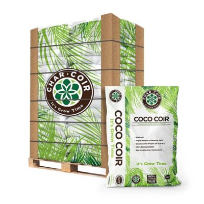 Char Coir 50 L, 1.75 cu. ft., Coco Coir 100% RHP Certified Organic Loose Coconut Coir Growing Medium, 85 Pallet