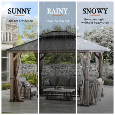 Image showing 4 th Sunjoy 10 x 12ft. Archwood Steel Roof Tent with Lights + Mosquito Net