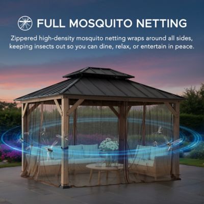 Image showing 6 th Sunjoy 10 x 12ft. Archwood Steel Roof Tent with Lights + Mosquito Net