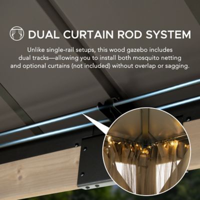 Image showing 9 th Sunjoy 10 x 12ft. Archwood Steel Roof Tent with Lights + Mosquito Net