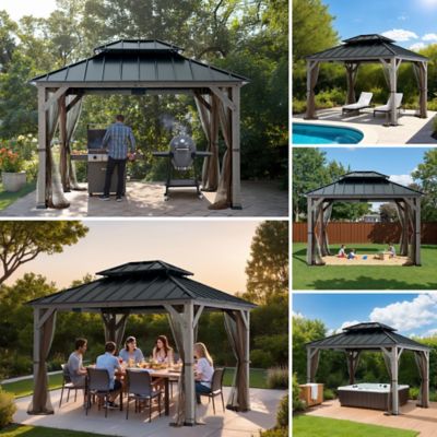 Image showing  10 x 12ft. Archwood Steel Roof Tent with Lights + Mosquito Net