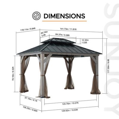 Image showing  10 x 12ft. Archwood Steel Roof Tent with Lights + Mosquito Net